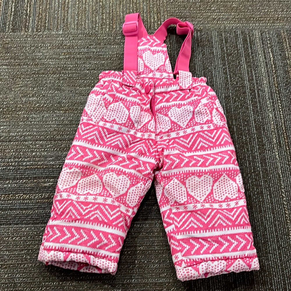 Girls- 12 month Pink Snowbibs